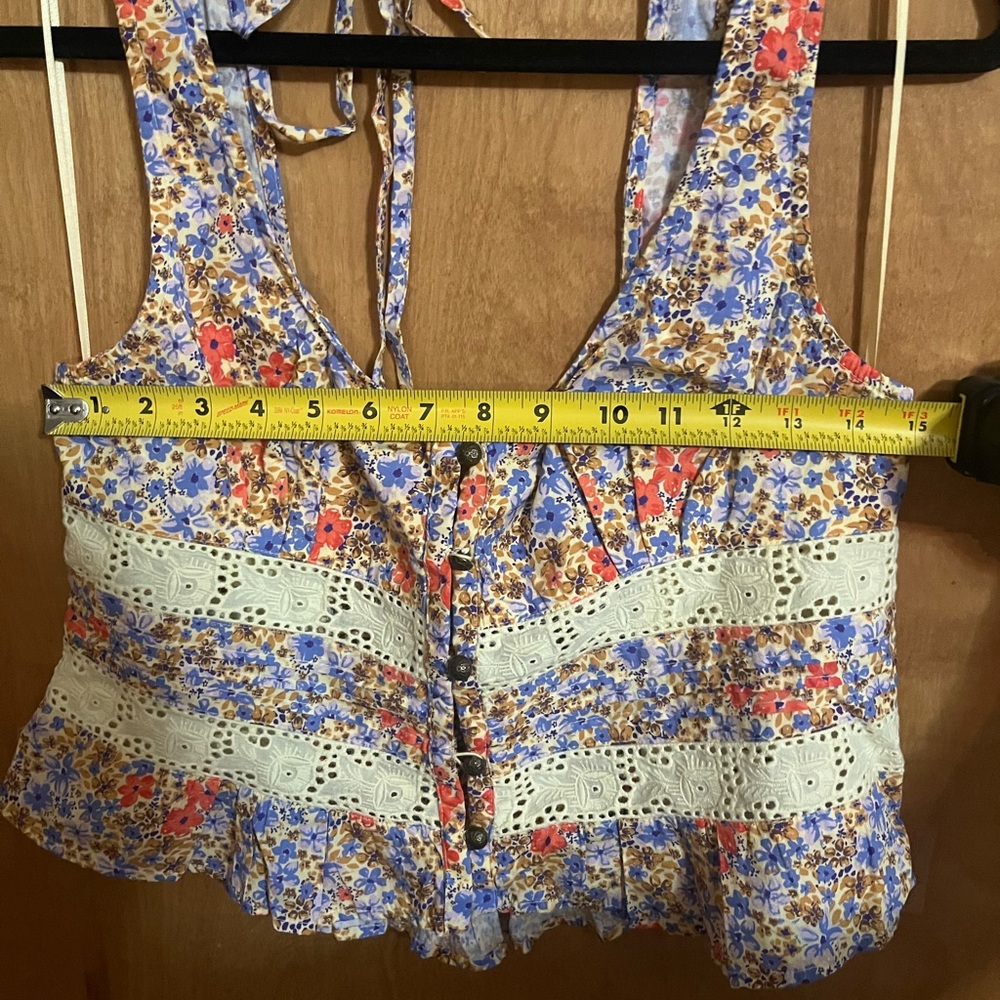 Free People Floral Lace Trim Crop Top - Picture 10 of 11